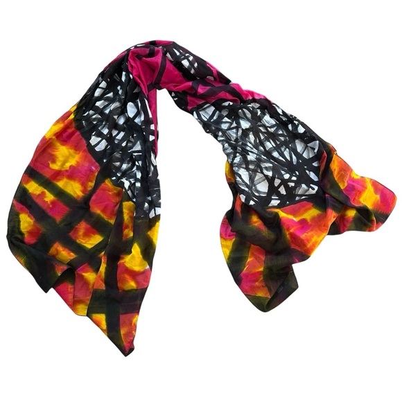 Paisley Road Multicolor Abstract Women’s Silk w Cotton Scarf OS NWT - Picture 1 of 11